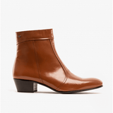 Club Cubano EMMANUEL Mens Smooth Leather Cuban Heel Boots Cognac