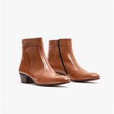 Club Cubano EMMANUEL Mens Smooth Leather Cuban Heel Boots Cognac