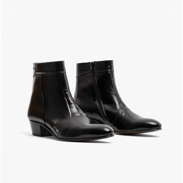 Club Cubano EMMANUEL Mens Smooth Leather Cuban Heel Boots Black