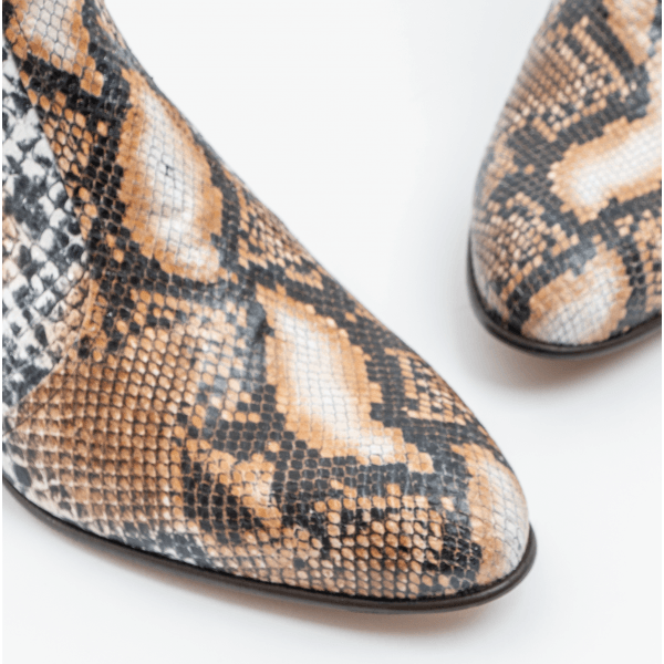 Club Cubano EMMANUEL Mens Snakeprint Leather Cuban Heel Boots Hielo