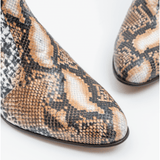 Club Cubano EMMANUEL Mens Snakeprint Leather Cuban Heel Boots Hielo