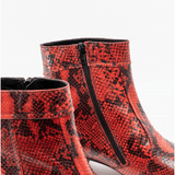 Club Cubano EMMANUEL Mens Snakeprint Leather Cuban Heel Boots Fuego