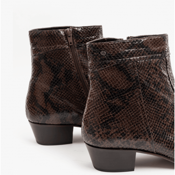 Club Cubano EMMANUEL Mens Snakeprint Leather Cuban Heel Boots Vison