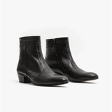 Club Cubano EMMANUEL Mens Snakeprint Leather Cuban Heel Boots Black