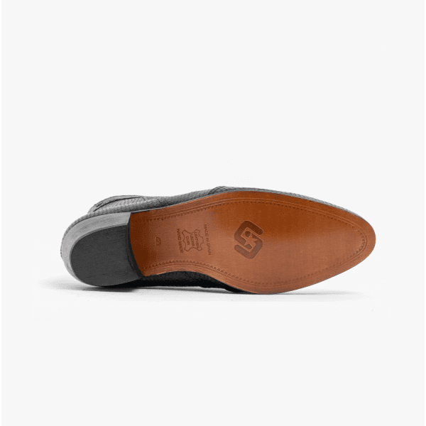 Club Cubano EMMANUEL Mens Snakeprint Leather Cuban Heel Boots Black