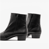 Club Cubano EMMANUEL Mens Snakeprint Leather Cuban Heel Boots Black