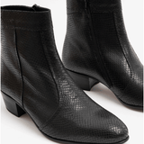 Club Cubano EMMANUEL Mens Snakeprint Leather Cuban Heel Boots Black