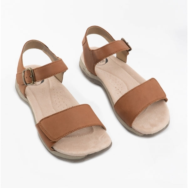 Free Spirit MAINE Womens Leather Touch Fasten Sandals Walnut