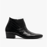 Club Cubano MARIO Mens Leather Cuban Heel Boots Black