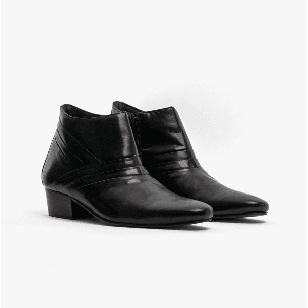 Club Cubano MARIO Mens Leather Cuban Heel Boots Black