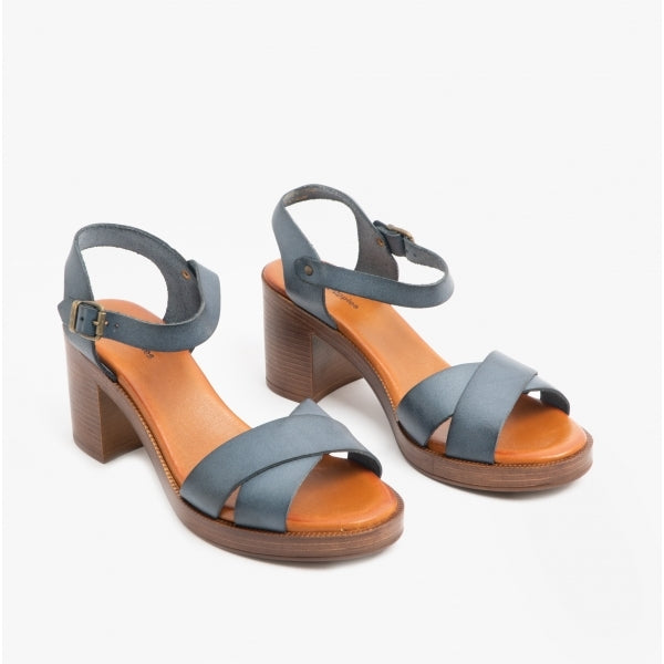 Hush Puppies GEORGIA Womens Leather Heeled Sandals Blue