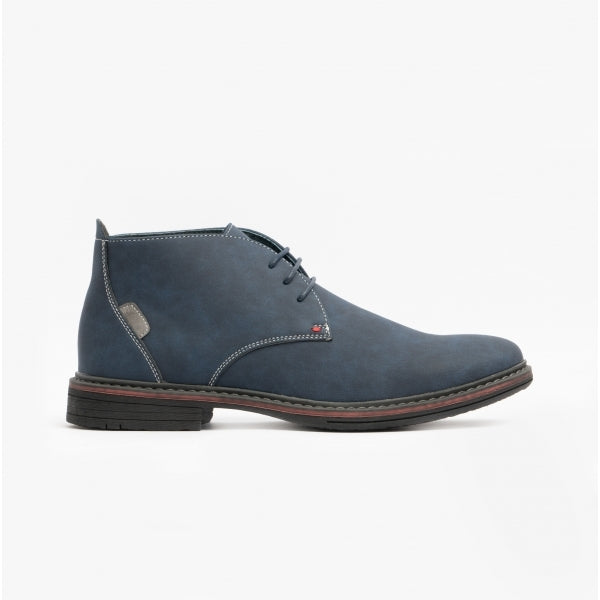 STUART Mens Faux Nubuck Chukka Boots Navy