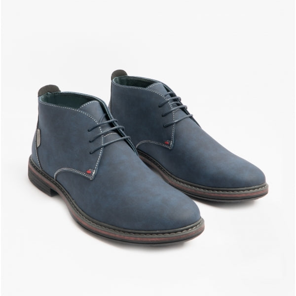 STUART Mens Faux Nubuck Chukka Boots Navy