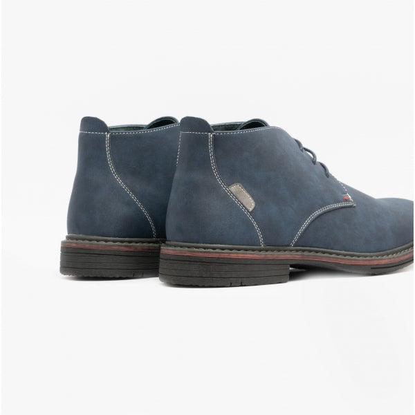 STUART Mens Faux Nubuck Chukka Boots Navy