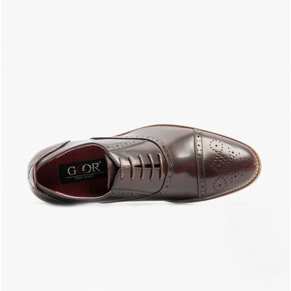 Goor FRANCIS Mens Oxford Lace Up Shoes Oxblood