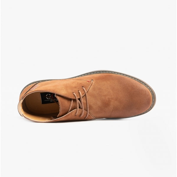 Goor CALEB Mens Nubuck Chukka Boots Tan