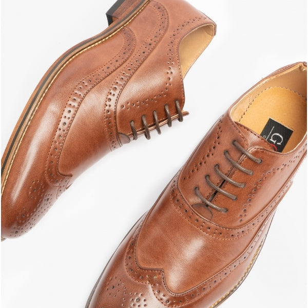Goor MASON Mens Wingtip Brogues Brown