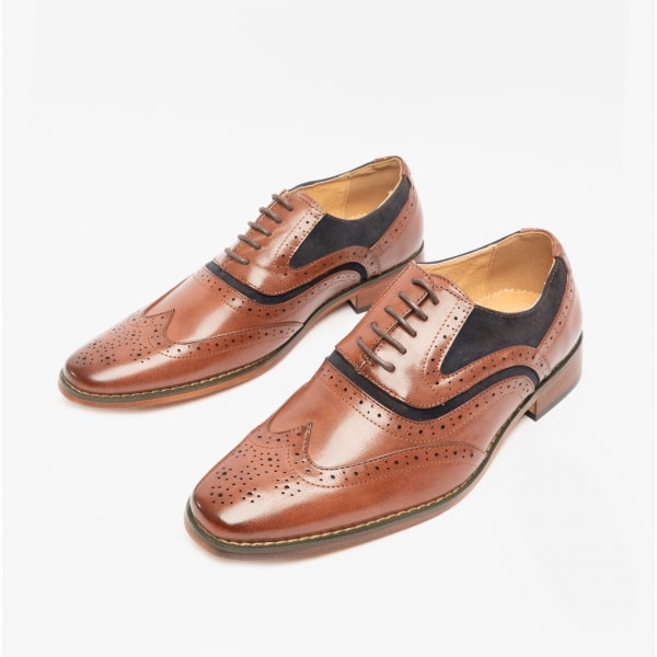 Goor GRANT JNR Boys Two Tone Brogues Dark Tan/Navy