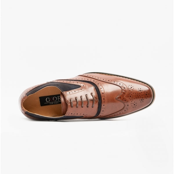 Goor GRANT JNR Boys Two Tone Brogues Dark Tan/Navy