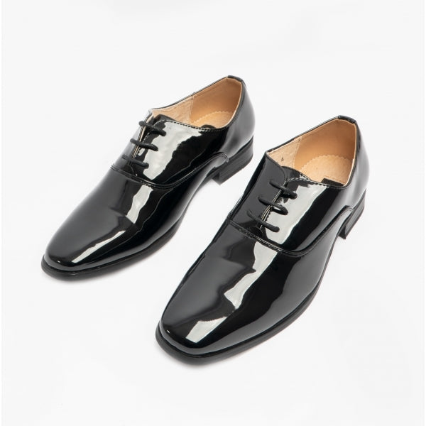 Goor ROONEY JNR Boys Patent Dress Shoes Black