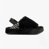 TOMS SOFIA Womens Faux Fur Slippers Black