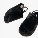TOMS SOFIA Womens Faux Fur Slippers Black