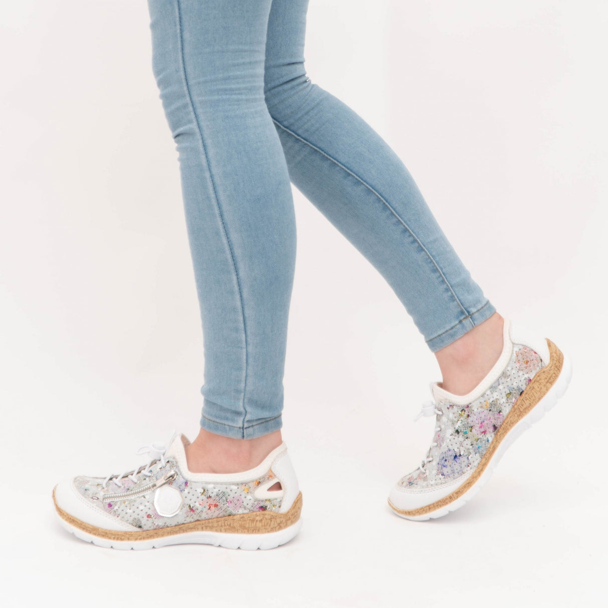Rieker N42V1-90 Womens Trainers White/Multi