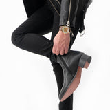 Club Cubano VALENTE Mens Leather Cuban Heel Boots Black