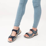 Free Spirit FRISCO Womens Leather Touch Fasten Sandals Navy