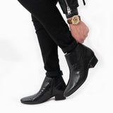 Club Cubano MARIO Mens Leather Cuban Heel Boots Black