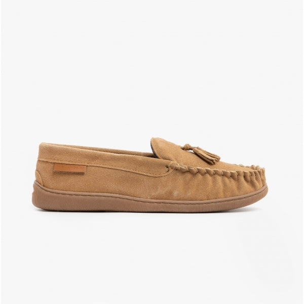 Hush Puppies LINUS Mens Suede Moccasins Tan