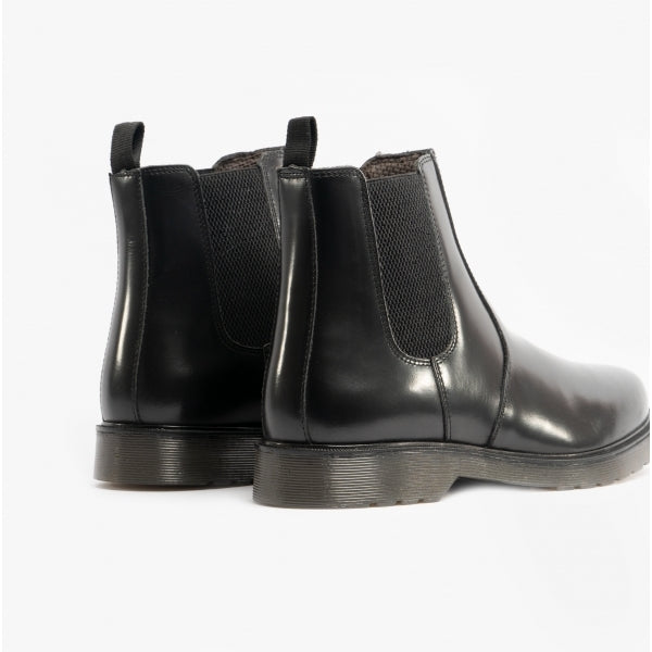 STB ELLIS Unisex Leather Air Cushioned Dealer Boots Polished Black