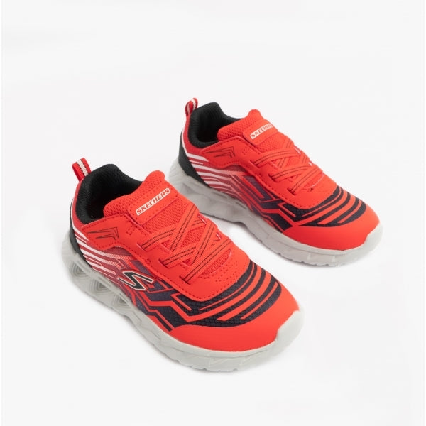 Skechers 401503N/RDBK MAGNA-LIGHTS Boys Touch Fasten Trainers Red/Black