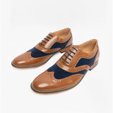 Goor DAVID Mens Two Tone Brogues Tan/Navy