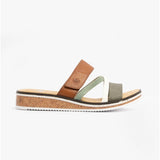 Rieker V3652-91 Womens Sandals Green/Tan/White