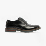 Base London WOBURN Mens Polished Leather Brogue Shoes Black