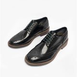Base London WOBURN Mens Polished Leather Brogue Shoes Black