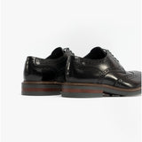 Base London WOBURN Mens Polished Leather Brogue Shoes Black