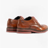 Base London WOBURN Mens Polished Leather Brogue Shoes Tan