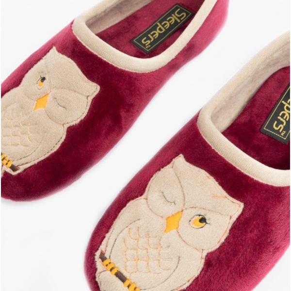 HOLLY Ladies Velour Full Slippers Burgundy