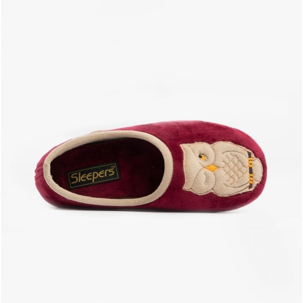 HOLLY Ladies Velour Full Slippers Burgundy