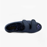 Sleepers TINA Womens Wide Fit EE Twin Velcro Peep Toe Slippers Navy