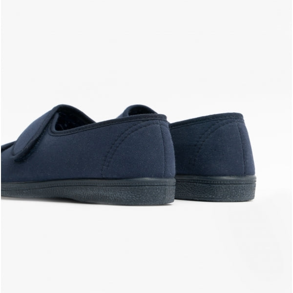 Sleepers TINA Womens Wide Fit EE Twin Velcro Peep Toe Slippers Navy