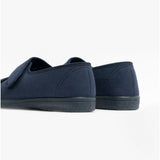 Sleepers TINA Womens Wide Fit EE Twin Velcro Peep Toe Slippers Navy