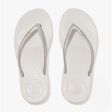 FitFlop IQUSHION Womens Ergonomic Toe Post Flip Flops Silver