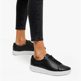 FitFlop RALLY Womens Leather Trainers Black/White