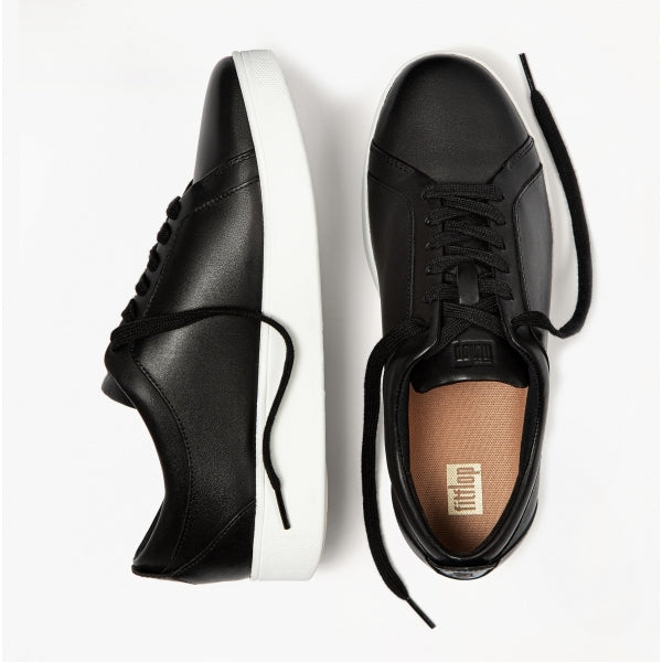 FitFlop RALLY Womens Leather Trainers Black/White