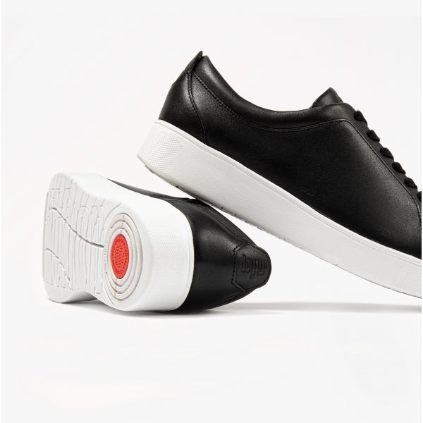 FitFlop RALLY Womens Leather Trainers Black/White