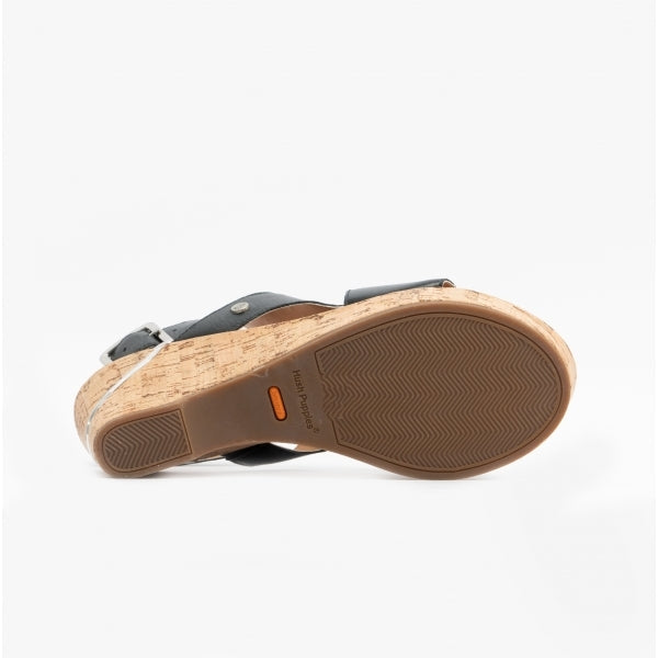 Hush Puppies MAYA Womens Leather Wedge Sandals Black