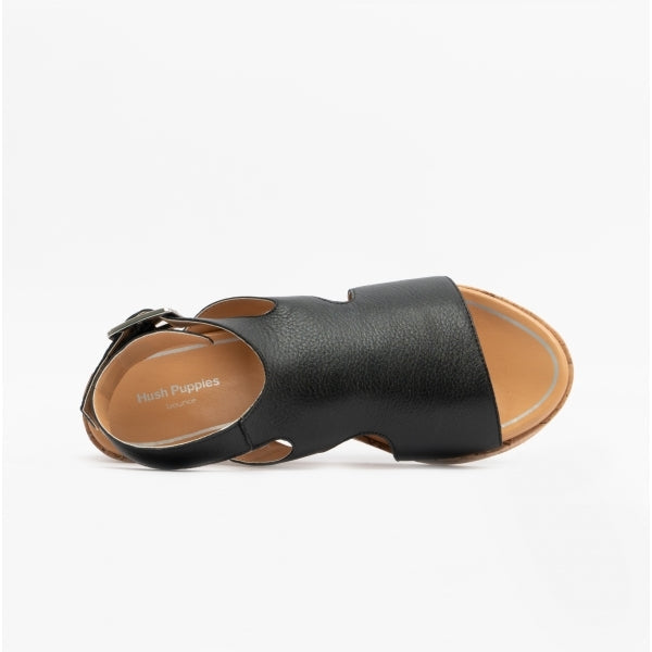 Hush Puppies MAYA Womens Leather Wedge Sandals Black